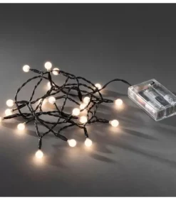 Konstsmide, guirlandes lumineuses de Noël Guirlande Lumineuse Intérieure À Led|Guirlande Led A Pile ,20 Diodes Rondes