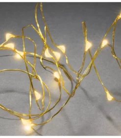 Konstsmide, guirlandes lumineuses de Noël Guirlande Lumineuse Intérieure À Led|Guirlande Led A Pile, 20 Diodes Ambrees, Fil Laiton