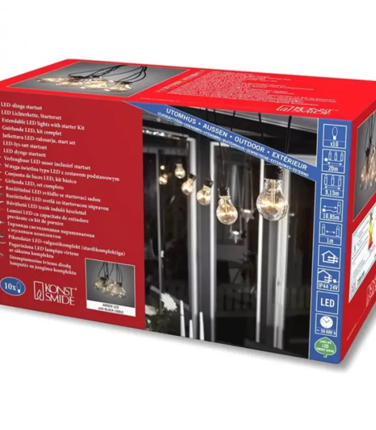 Konstsmide, guirlandes lumineuses de Noël Guirlande Lumineuse Extérieur|Guirlande Lumineuse De Terrasse 10 M Extensible, 10 Ampoules Ambrees