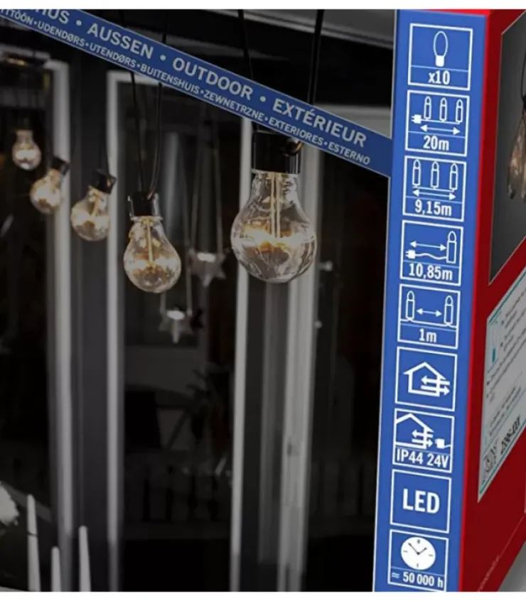 Konstsmide, guirlandes lumineuses de Noël Guirlande Lumineuse Extérieur|Guirlande Lumineuse De Terrasse 10 M Extensible, 10 Ampoules Ambrees