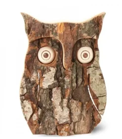 Waldfabrik, photophore en bois et étoile sapin de Noël Chouettes Et Hiboux En Bois|Hibou En Bois D'Ecorce, 10 Cm