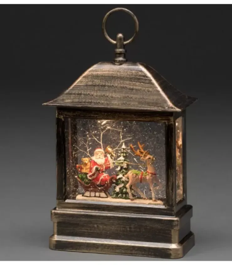 Konstsmide, guirlandes lumineuses de Noël Lanternes De Noël À Neige|Lanterne À Neige A Led Avec Père Noël Dans Son Traineau, 25 Cm