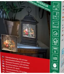Konstsmide, guirlandes lumineuses de Noël Lanternes De Noël À Neige|Lanterne À Neige A Led Avec Père Noël Dans Son Traineau, 25 Cm
