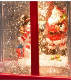 Konstsmide, guirlandes lumineuses de Noël Lanternes De Noël À Neige|Lanterne À Neige "Cadeau De Noël" Avec Père Noël & Bonhomme De Neige