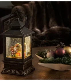 Konstsmide, guirlandes lumineuses de Noël Lanternes De Noël À Neige|Lanterne De Noël À Neige A Led Avec Père Noël Et Enfants, 22 Cm