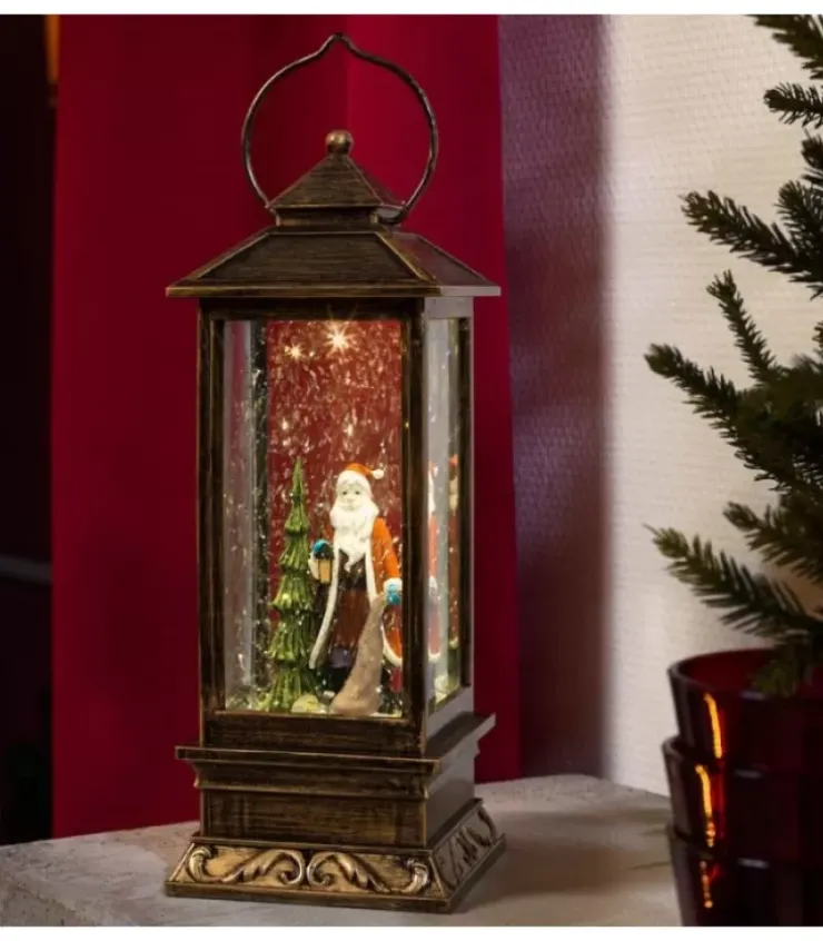 Konstsmide, guirlandes lumineuses de Noël Lanternes De Noël À Neige|Lanterne De Noël À Neige Avec Père Noël, 27 Cm