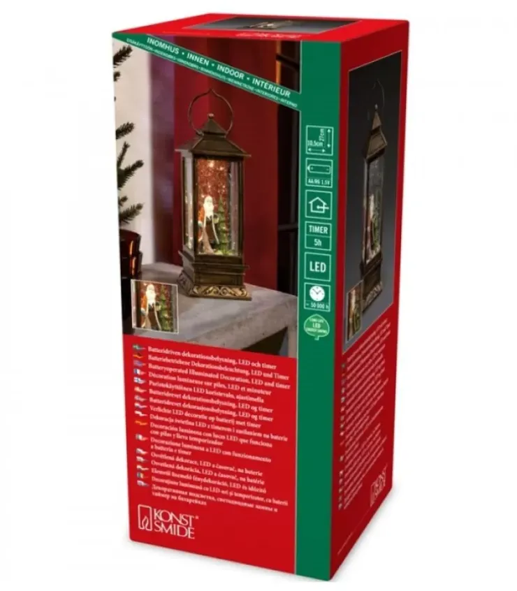 Konstsmide, guirlandes lumineuses de Noël Lanternes De Noël À Neige|Lanterne De Noël À Neige Avec Père Noël, 27 Cm