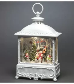 Konstsmide, guirlandes lumineuses de Noël Lanternes De Noël À Neige|Lanterne De Noël Blanche, 4 Bonshommes De Neige Avec Oiseaux