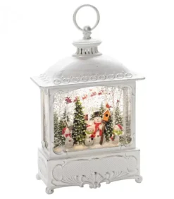 Konstsmide, guirlandes lumineuses de Noël Lanternes De Noël À Neige|Lanterne De Noël Blanche, 4 Bonshommes De Neige Avec Oiseaux