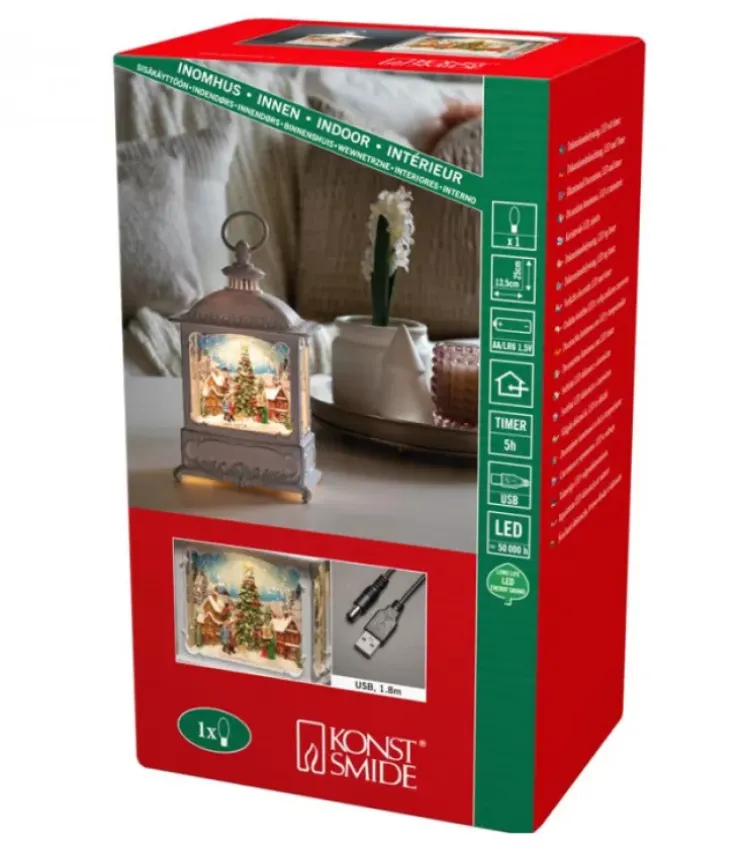 Konstsmide, guirlandes lumineuses de Noël Lanternes De Noël À Neige|Lanterne De Noël Blanche, Village De Noël Avec Sapin