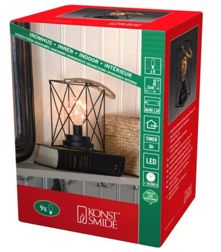 Konstsmide, guirlandes lumineuses de Noël Guirlande Lumineuse Intérieure À Led|Lanterne Lumineuse A Led En Metal, Carree, 19 Cm