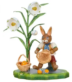 Hubrig, figurines pour enfant Lapins En Bois De Paques|Lapin De Paques En Bois Avec Corbeille A Oeufs