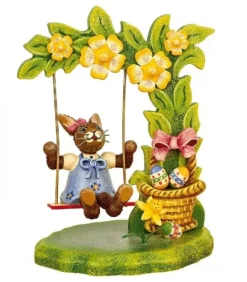 Hubrig, figurines pour enfant Lapins En Bois De Paques|Lapin De Paques En Bois Et Balancoire Fleurie