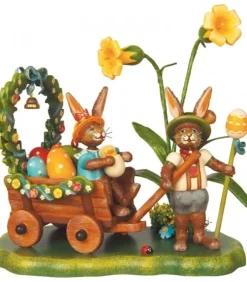 Hubrig, figurines pour enfant Lapins En Bois De Paques|Lapin De Paques En Bois Et Charrette A Oeufs