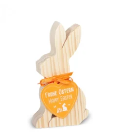 Waldfabrik, photophore en bois et étoile sapin de Noël Lapins En Bois De Paques|Lapin En Bois Naturel, 10 Cm