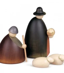 Köhler, Père Noël en bois Personnages De Crèche De Noël|Les Bergers, Les Moutons Et L'Agneau, 12 Cm
