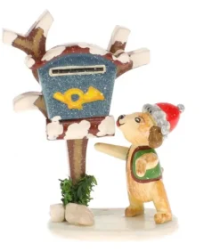 Hubrig, figurines pour enfant Village De Noël Miniature|Livreur De Journaux, Chien - Village De Noël Miniature