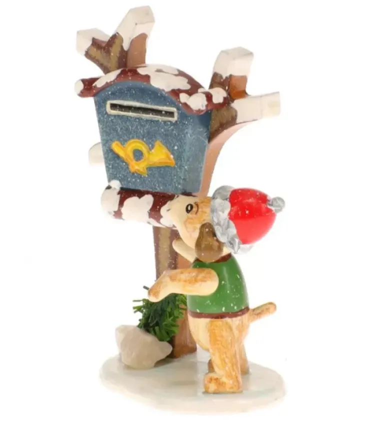 Hubrig, figurines pour enfant Village De Noël Miniature|Livreur De Journaux, Chien - Village De Noël Miniature