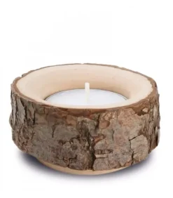 Waldfabrik, photophore en bois et étoile sapin de Noël Bougeoirs En Bois|Lot De 3 Bougeoirs En Bois Avec Ecorce, 9 Cm