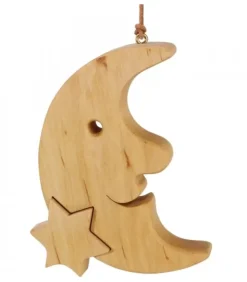 Waldfabrik, photophore en bois et étoile sapin de Noël Décorations En Bois Pour Sapin De Noël|Lune En Bois De Chene A Suspendre Avec Une Etoile 12,5 Cm