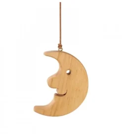 Waldfabrik, photophore en bois et étoile sapin de Noël Décorations En Bois Pour Sapin De Noël|Lune En Bois De Chene A Suspendre 12,5 Cm