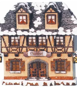 Hubrig, figurines pour enfant Village De Noël Miniature|Maison Eclairee Pour Village De Noël Miniature Winterkinder, Restaurant