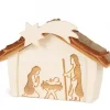 Waldfabrik, photophore en bois et étoile sapin de Noël Crèche De Noël Artisanale|Mini Crèche De Noël En Bois 4 Cm, Avec Nativite Gravee Au Laser
