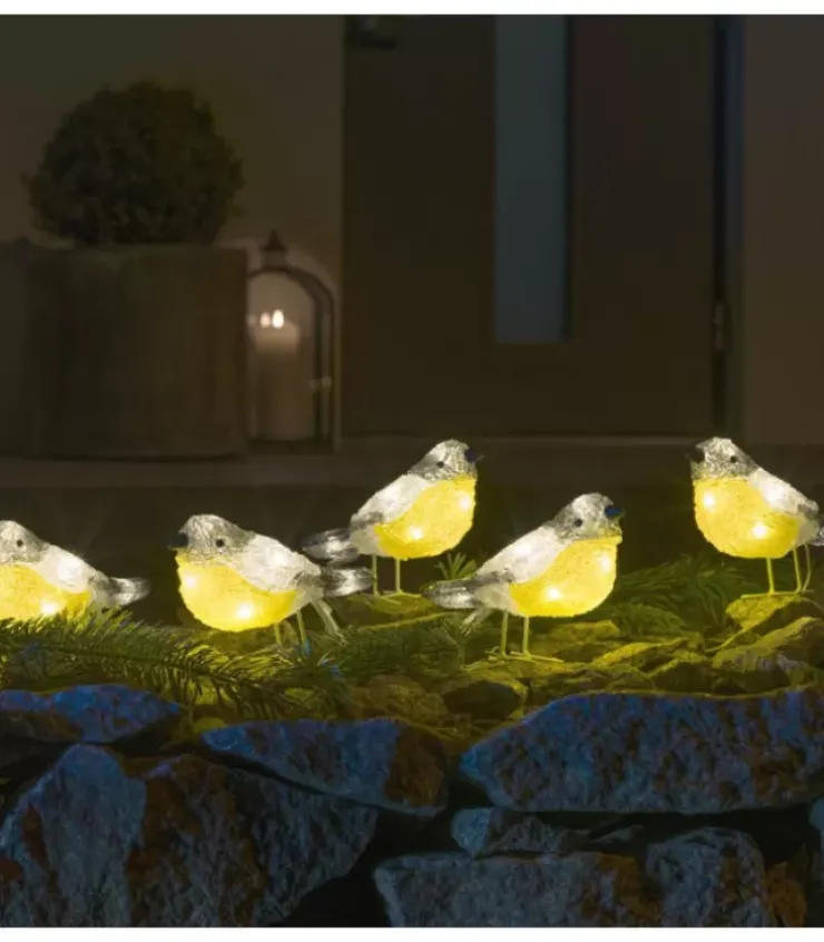 Konstsmide, guirlandes lumineuses de Noël Oiseaux Lumineux Et Animaux Lumineux|Oiseaux Lumineux Led En Acrylique, 5 Chardonnerets