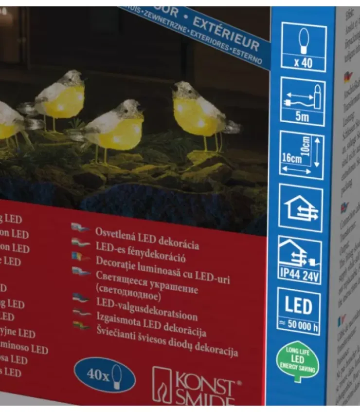 Konstsmide, guirlandes lumineuses de Noël Oiseaux Lumineux Et Animaux Lumineux|Oiseaux Lumineux Led En Acrylique, 5 Chardonnerets