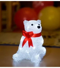 Konstsmide, guirlandes lumineuses de Noël Oiseaux Lumineux Et Animaux Lumineux|Ours Lumineux A Led En Acrylique Avec Ruban Rouge, 18 Cm