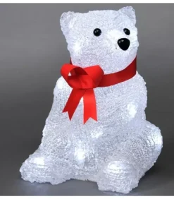 Konstsmide, guirlandes lumineuses de Noël Oiseaux Lumineux Et Animaux Lumineux|Ours Lumineux A Led En Acrylique Avec Ruban Rouge, 18 Cm