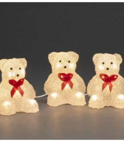 Konstsmide, guirlandes lumineuses de Noël Oiseaux Lumineux Et Animaux Lumineux|Oursons Lumineux A Led En Acrylique Avec Ruban Rouge, 12 Cm