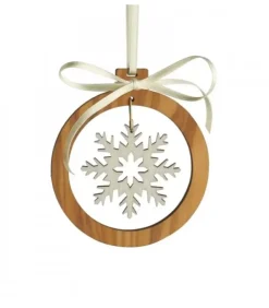 Waldfabrik, photophore en bois et étoile sapin de Noël Décorations En Bois Pour Sapin De Noël|Pendentif En Bois D'Olivier Motif Cristal De Neige N°2