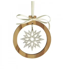 Waldfabrik, photophore en bois et étoile sapin de Noël Décorations En Bois Pour Sapin De Noël|Pendentif En Bois D'Olivier Motif Cristal De Neige N°1