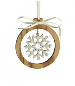 Waldfabrik, photophore en bois et étoile sapin de Noël Décorations En Bois Pour Sapin De Noël|Pendentif En Bois D'Olivier Motif Cristal De Neige N°3