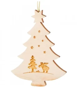 Waldfabrik, photophore en bois et étoile sapin de Noël Décorations En Bois Pour Sapin De Noël|Pendentif Sapin De Noël En Bois, Elan