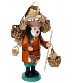 Richard Glasser, Pyramides de Noël allemandes Bonhommes Fumeurs D'Encens Allemand|Personnage Brule-Encens Vendeur De Paniers