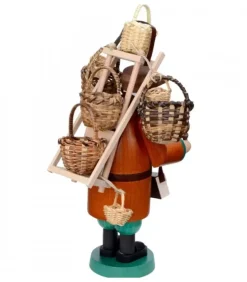 Richard Glasser, Pyramides de Noël allemandes Bonhommes Fumeurs D'Encens Allemand|Personnage Brule-Encens Vendeur De Paniers