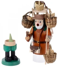 Richard Glasser, Pyramides de Noël allemandes Bonhommes Fumeurs D'Encens Allemand|Personnage Brule-Encens Vendeur De Paniers