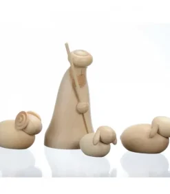 Schalling, crèche moderne Personnages De Crèche De Noël|Personnage En Bois, Le Berger Et Ses Moutons, 12 Cm