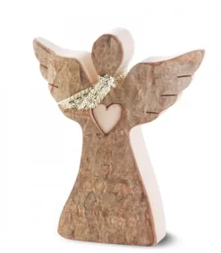Waldfabrik, photophore en bois et étoile sapin de Noël Anges De Noël En Bois|Petit Ange De Noël En Bois, Avec Coeur Et Echarpe, 6,5 Cm