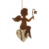 Waldfabrik, photophore en bois et étoile sapin de Noël Anges De Noël Pour Sapin|Petit Ange En Metal A Suspendre Et Coeur En Bois Avec Etoile