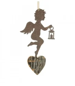 Waldfabrik, photophore en bois et étoile sapin de Noël Anges De Noël Pour Sapin|Petit Ange En Metal A Suspendre Et Lanterne Dans La Main
