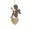 Waldfabrik, photophore en bois et étoile sapin de Noël Anges De Noël Pour Sapin|Petit Ange En Metal A Suspendre Et Coeur Dans La Main
