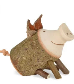 Waldfabrik, photophore en bois et étoile sapin de Noël Animaux En Bois|Petit Cochon En Bois Assis, 3 Cm