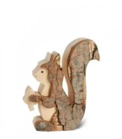 Waldfabrik, photophore en bois et étoile sapin de Noël Animaux En Bois|Petit Ecureuil En Bois 7,5 Cm