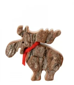 Waldfabrik, photophore en bois et étoile sapin de Noël Animaux En Bois|Petit Elan En Bois Avec Noeud Rouge 8 Cm