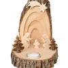 Waldfabrik, photophore en bois et étoile sapin de Noël Crèche De Noël Artisanale|Petite Crèche De Noël En Ecorce De Bois Avec Sapins Et Bougeoir