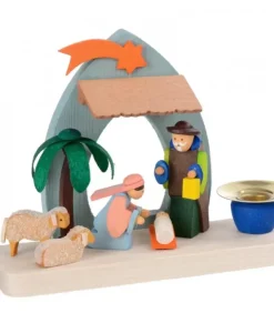 Graupner, décoration de sapin de Noël, Déco Noël enfant Crèche De Noël En Bois|Petite Crèche De Noël Pour Enfant Avec Bougeoir