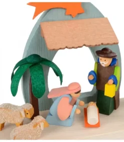 Graupner, décoration de sapin de Noël, Déco Noël enfant Crèche De Noël En Bois|Petite Crèche De Noël Pour Enfant Avec Bougeoir